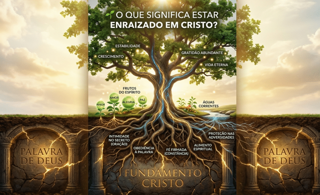 O QUE SIGNIFICA ESTAR ENRAIZADO EM CRISTO? Um estudo bíblico sobre firmeza espiritual e crescimento na fé Base principal: Bíblia Sagrada (Colossenses 2:6–7)