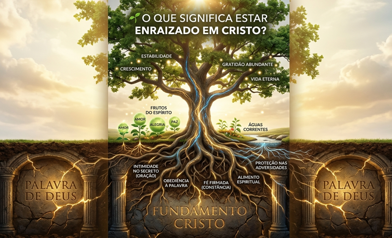 O QUE SIGNIFICA ESTAR ENRAIZADO EM CRISTO? Um estudo bíblico sobre firmeza espiritual e crescimento na fé Base principal: Bíblia Sagrada (Colossenses 2:6–7)