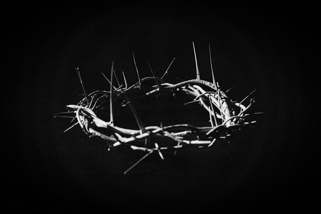 Coroa de espinhos representando a humilhação e a obediência de Jesus Cristo até a morte, tema de Filipenses 2.5-11.
