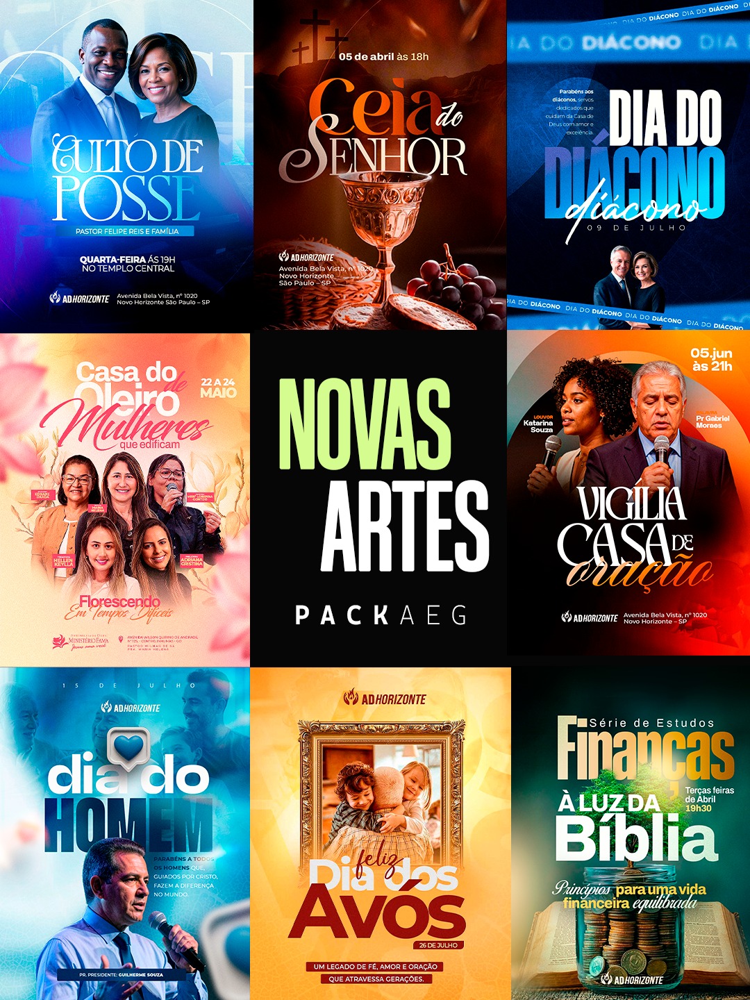 Mais exemplos visuais de artes disponíveis no Pack AEG